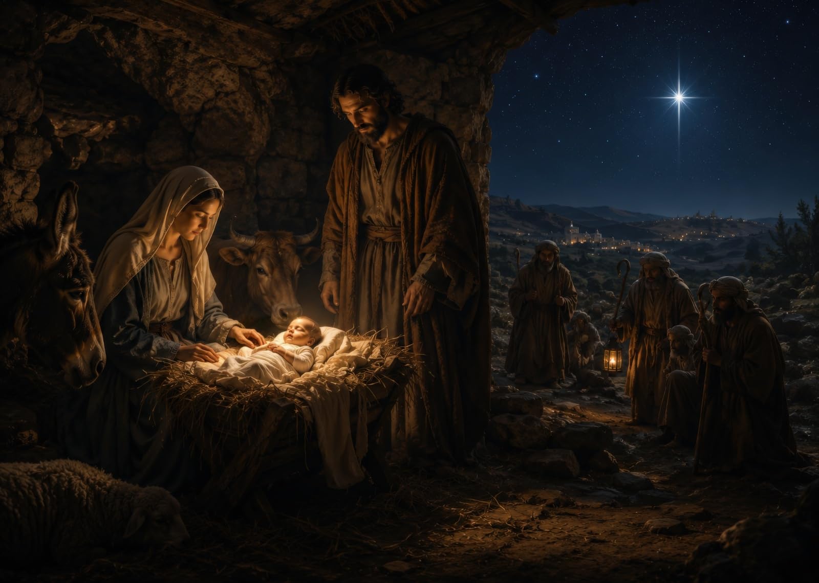 BELECO 4.6x3m Sfondo in tessuto scena Natività stella di Betlemme