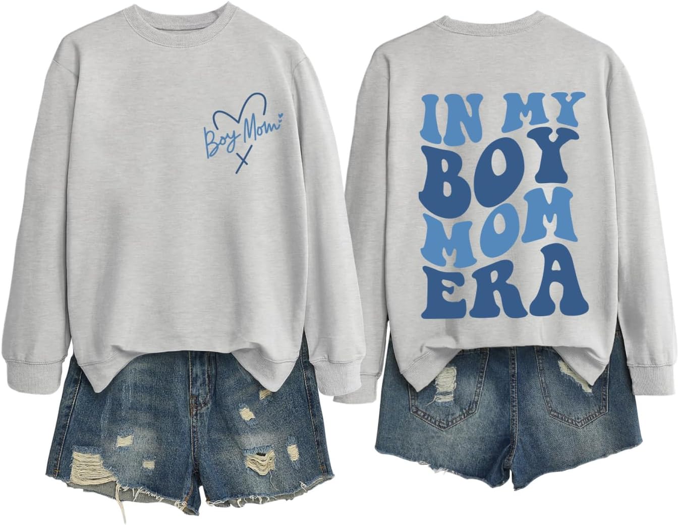 Boy Mom Sweatshirt for Women Funny Mama Graphic Tees Pullover Sweaters Long Sleeve Crew Neck Tops Boy Mom Shirt