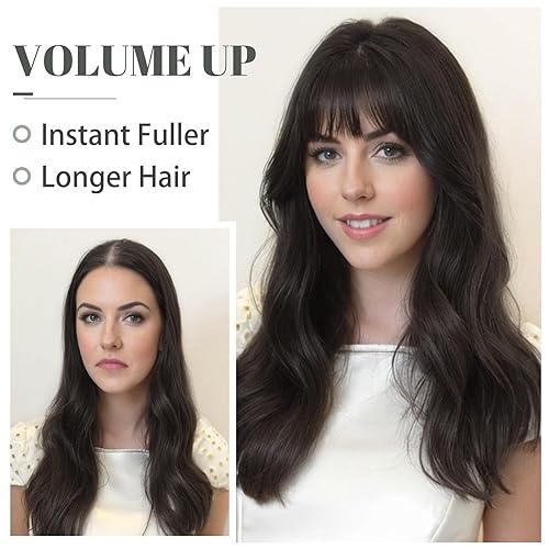 Miniatura 6 de MY-LADY Toppers para mujer con cabello fino de 18 pulgadas, piezas de cabello para mujer, pelucas con flequillo de 6 x 6 pulgadas, base de encaje