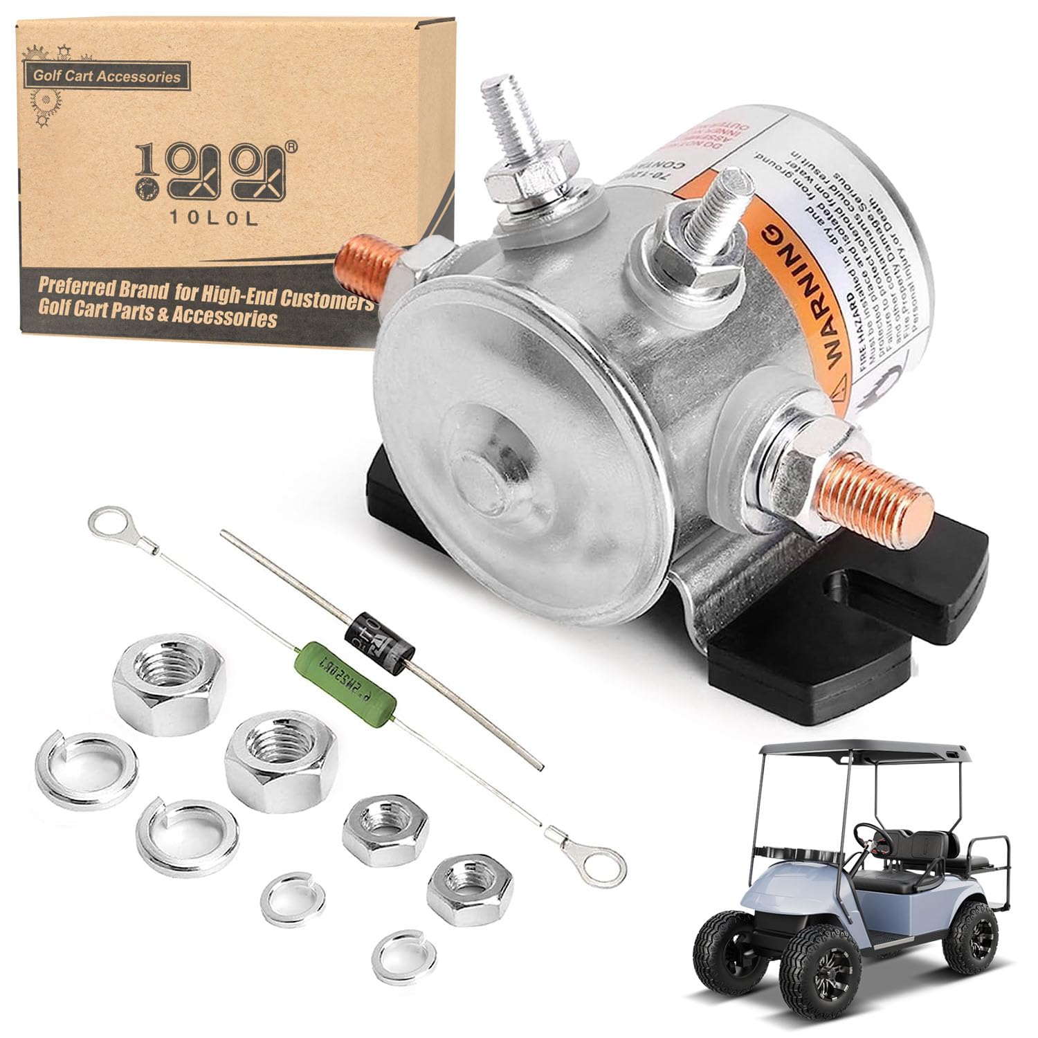 10L0L Relais solénoïde continu série #70 pour chariot de golf électrique EZGO 36 V, comprend résistance et diode, OEM # 27855G01 11761G1 27855G02