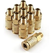 Primefit UC1414MB6-B5-P - 1/4-Inch 6-Ball Brass Male Universal / 3 Way Air Coupler 1/4" Male NPT - Contractor Pack, 5-Piece