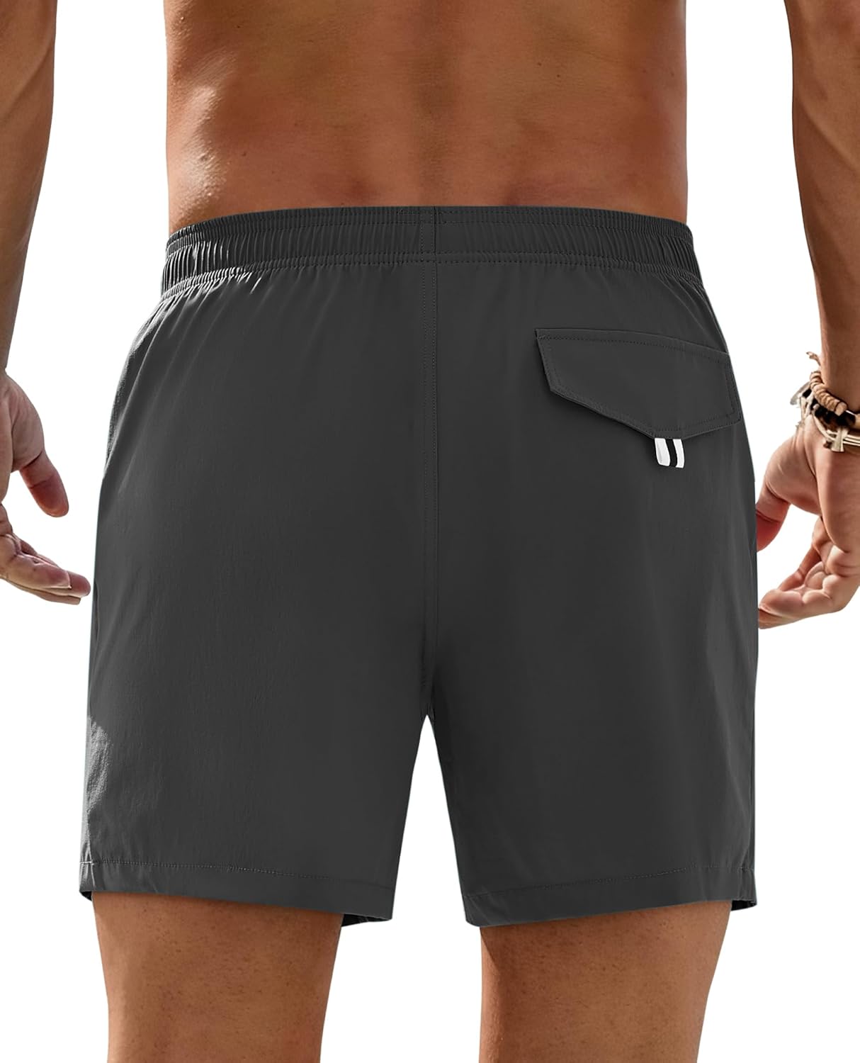 Alimens & Gentle Mens Swim Trunks Compression Liner 5 Inch Inseam Quick Dry Beach Board Shorts with Zipper Pockets Gym