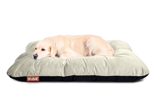 WUFSIE Dog Bed | Dog Bed Large | Reversible Premium Velvet Pet Cats, Size 70x100cm | Soft, Washable, Durable Black & Cream Bed for Everyday Comfort & Relaxation