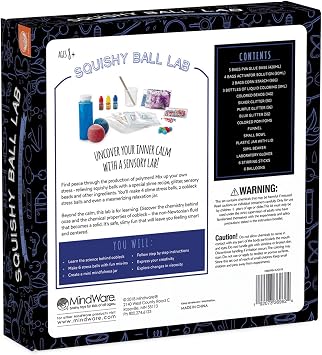 مختبر MindWare Science Science Squishy Ball - Kids & amp؛ المراهقون يصنعون ألعاب 3 Squishy Ball Stress مع مجموعتنا 35pc - Wild & amp؛ تجارب غريبة للأولاد وأمبير; بنات - هدية تعليمية رائعة