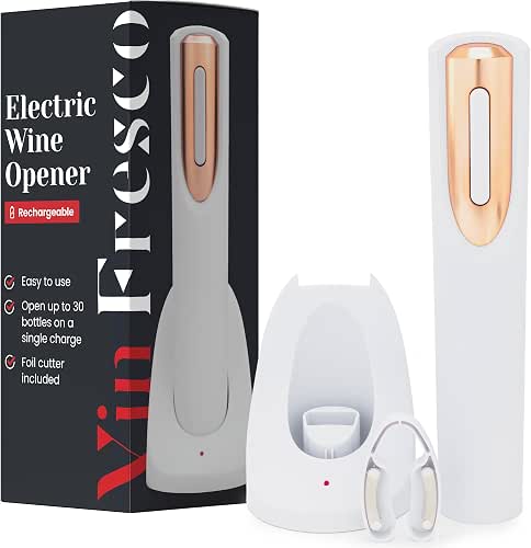 Rechargeable Electric Wine Bottle Opener - Charging Base and Foil