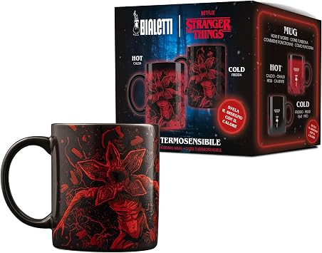 Bialetti Stranger Things Seramik Kupa, Isıya Duyarlı, Renk Değiştiren, Bulaşık Makinesinde Yıkanamaz, 300 ml, Siyah