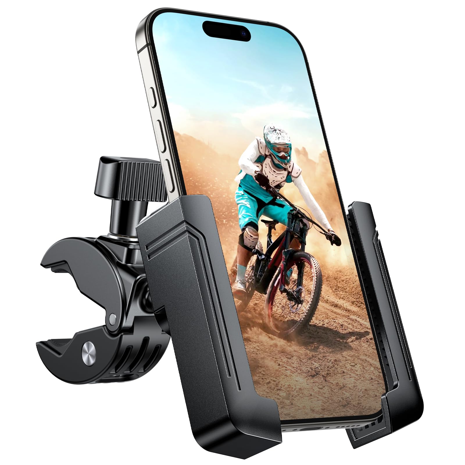 Miracase Mobile Phone Holder Bicycle [2026] Universal Mobile Phone Holder Motorcycle Handlebar for Scooter Ebike Scooter Road Bike 360° Handlebar Clamp Fit iPhone Samsung Smartphone Improved