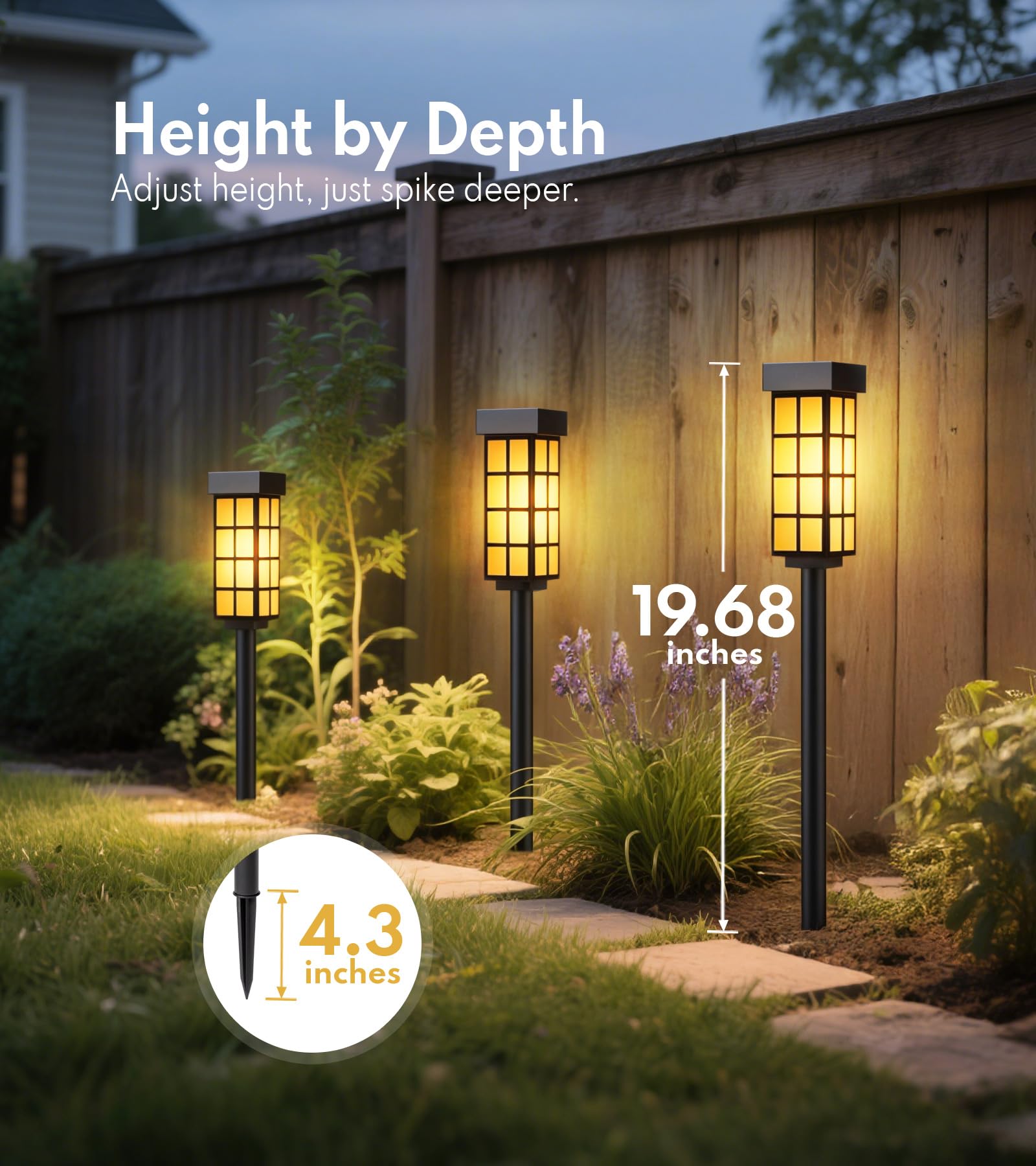 8 Stück Solar-Weglichter, LED-Solarleuchten für den Außenbereich, IP65 wasserdichte Outdoor-Solarleuchten für Hof, Auto On/Off, Solar-Gehweg-Lichter, Landschaftsbeleuchtung für Terrasse, Auffahrt,