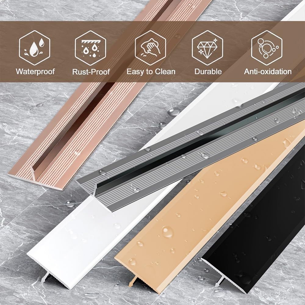 3 PCS Barre De Seuil, Profilé De Transition en Alu Bande De Séparation pour Sol pour Portes, Seuil Stratifié, Transition Moquette Et Carrelage(Rose Gold,1 3/10 in/33mm)