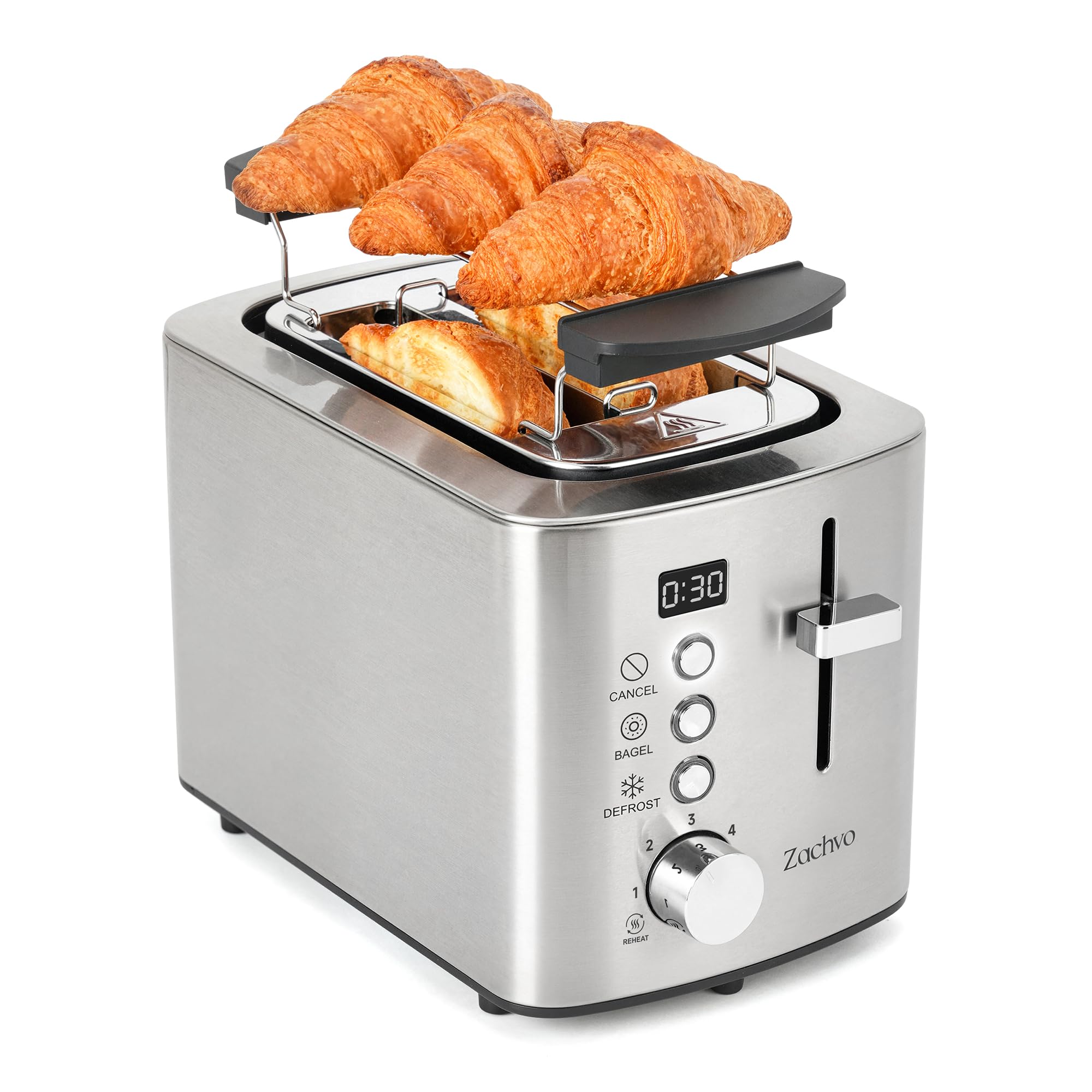 2 Slice Toaster Stainless Steel Toaster with LED Countdown and Warming Rack, 1.4" Wide Slots for Thick Bread and Bagels, 6 Browning Levels, 3.6 Foot Cord-image-43