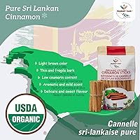 Vista 6 de Palitos de canela de Ceilán orgánica premium – 1 oz (28 g), corte de 4 pulgadas de 5 a 7 palitos, True Ceylon, certificado USDA, sin OGM, sin