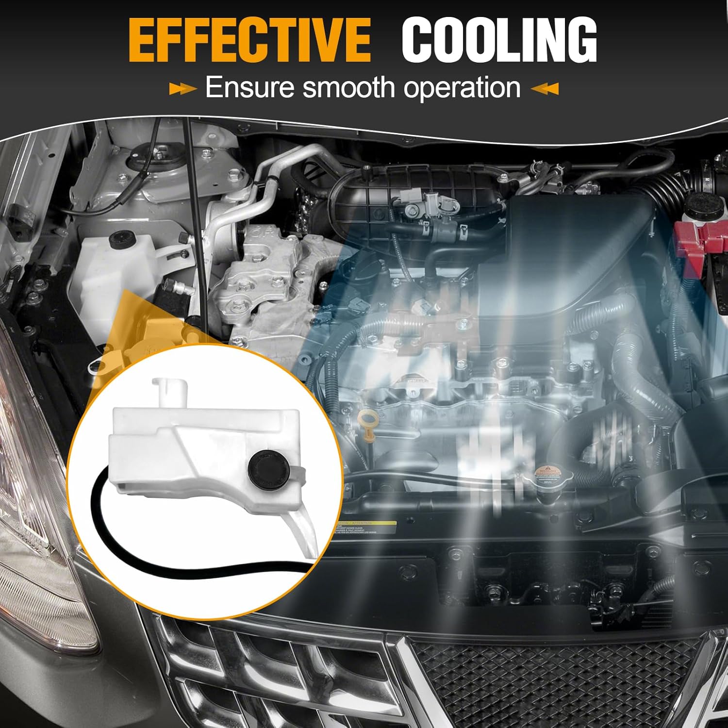 Engine Coolant Overflow Reservoir Tank with Cap For Nissan Rogue 2008-2013 2.5L/ Rogue Select 2014-2015 2.5L L4 For 21711JG000