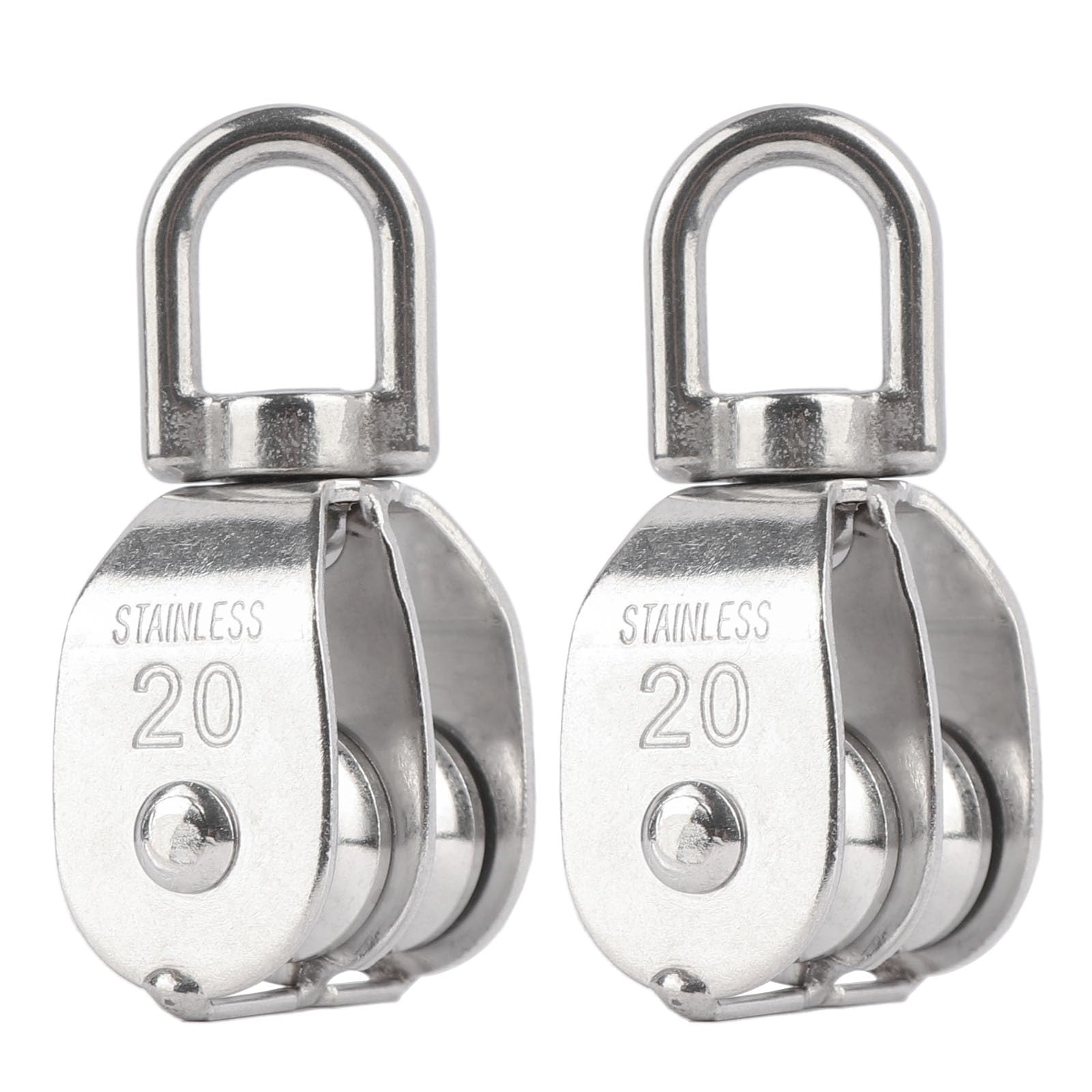LordHardware 2PCS M25 Double Sheave Pulley Block 304 Stainless Steel Lifting Crane Swivel Hook
