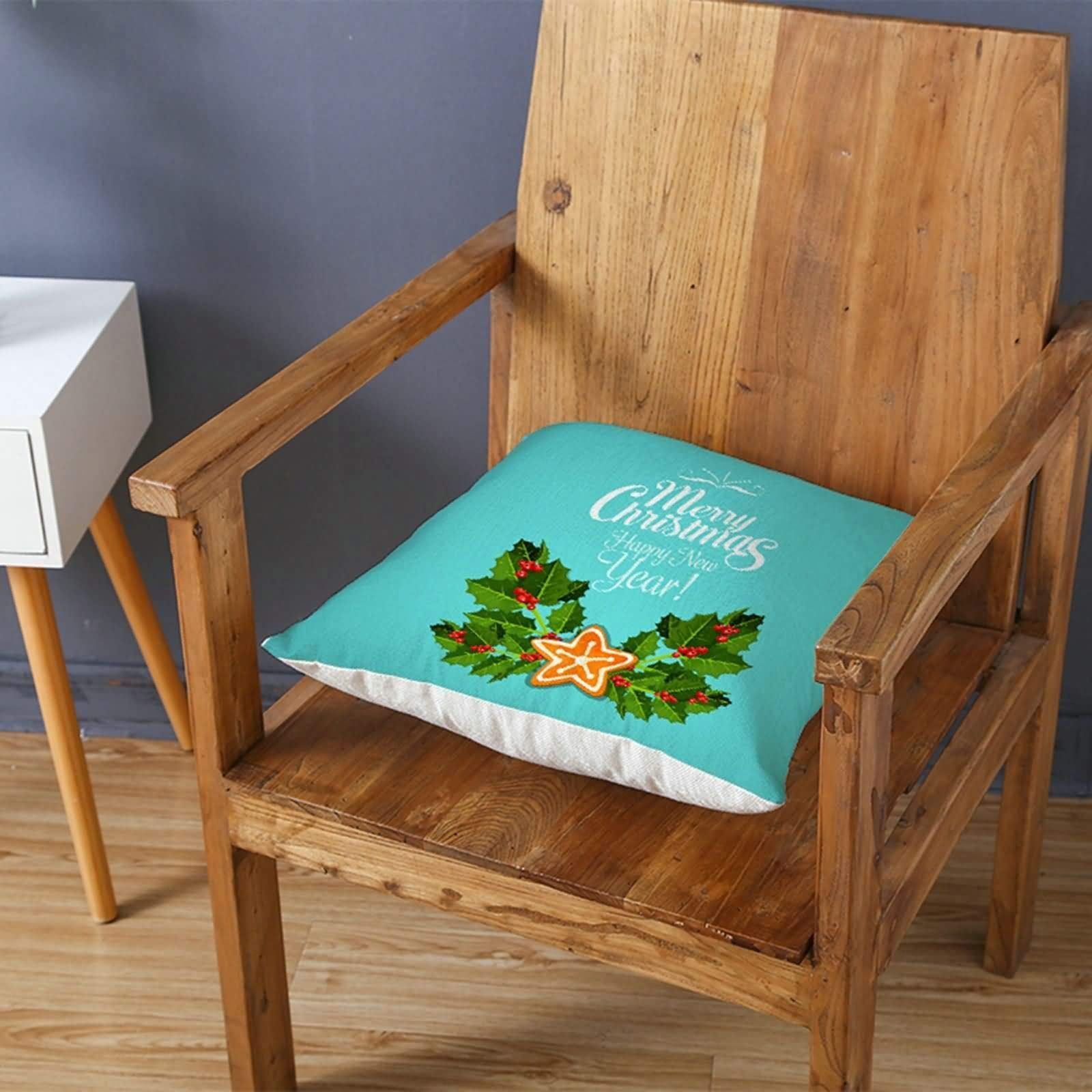 Daesar Federe per Natale, Federa Decorativa Cuscino Blu Chiaro Bianco