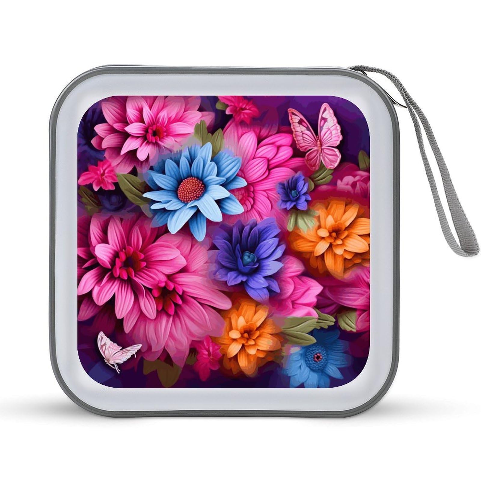 Estuche para guardar discos con diseño floral y tapa dura