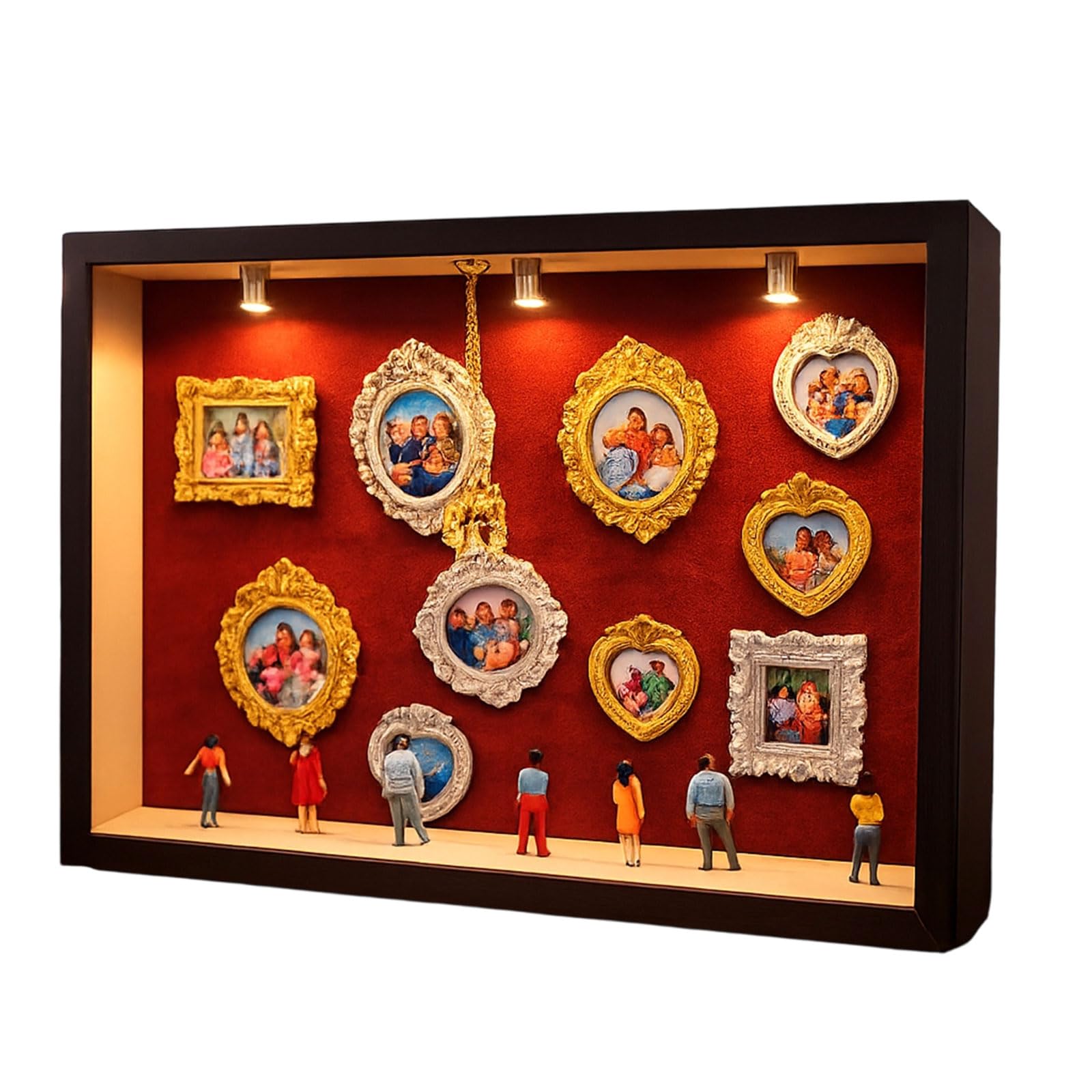 our fave Creative Wooden Shadows Box Set with 10 Interchangeable Miniature Frames 8 Resin Figurines and Crystal Chandeliers Craft Miniature Museums Shade Box
