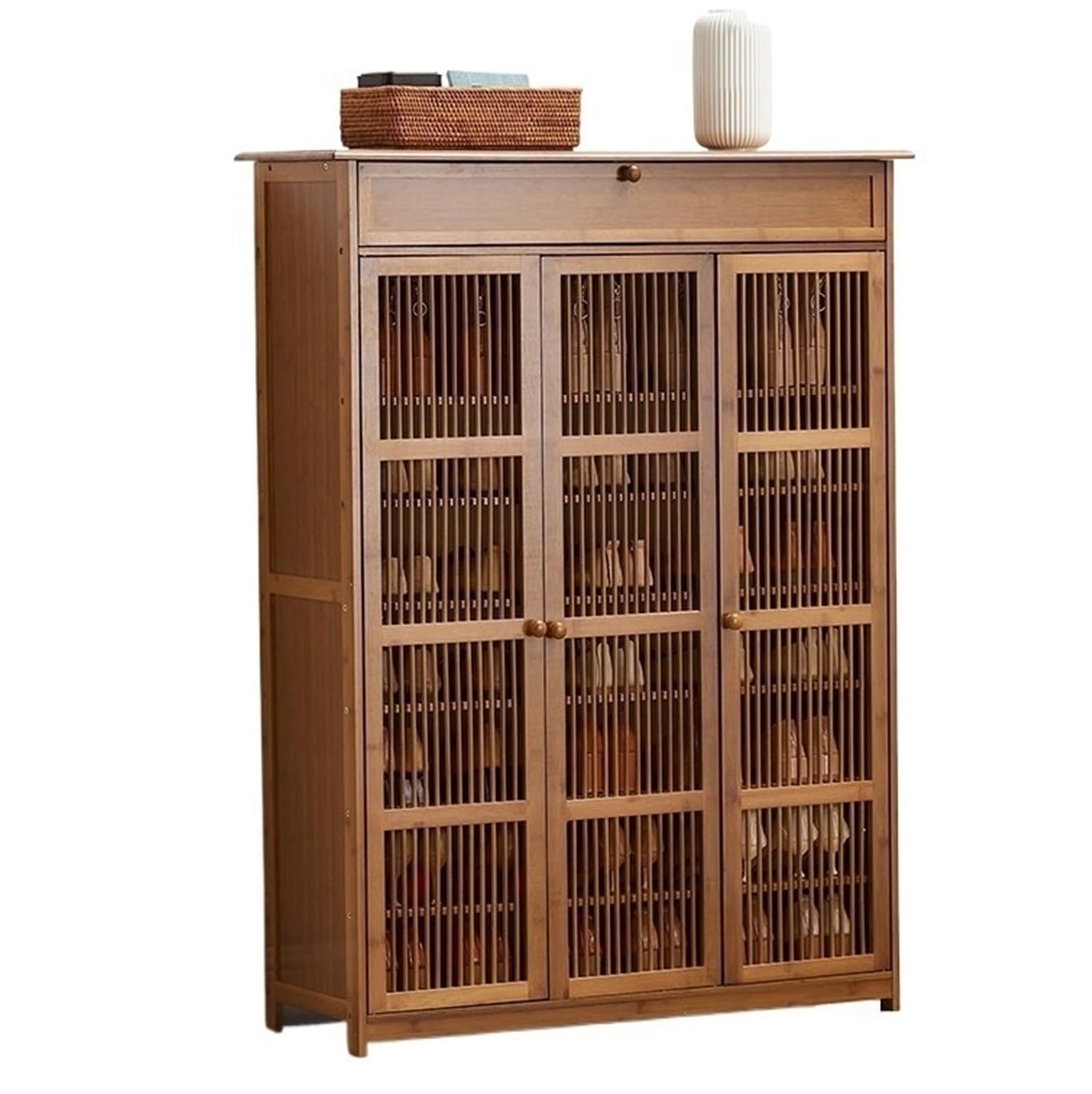IvyLoutish Wooden Shoe Cabinet with Door Entrance Shoe Storage Cabinet Tall Shoe Organizer Free Standing Shoe Rack for Entryway Hallway Living Room,Freestanding Organizer