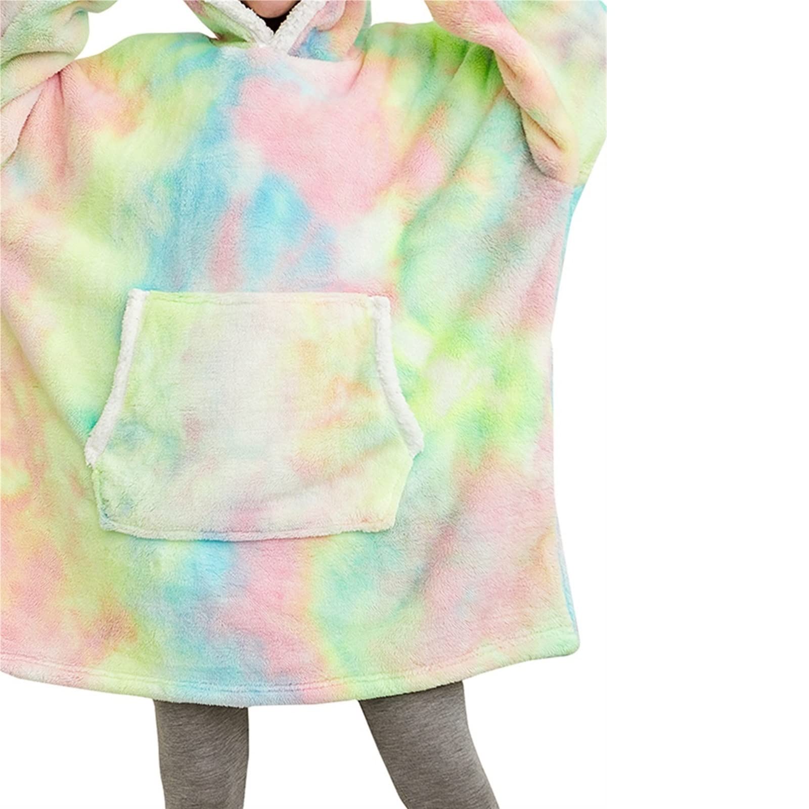 Damskie swetry damskie oversize bluza z kapturem Tie Dye bluzy z kapturem do noszenia koc z rękawami sweter Mujer, Jeden kolor, Rozmiar uniwersalny