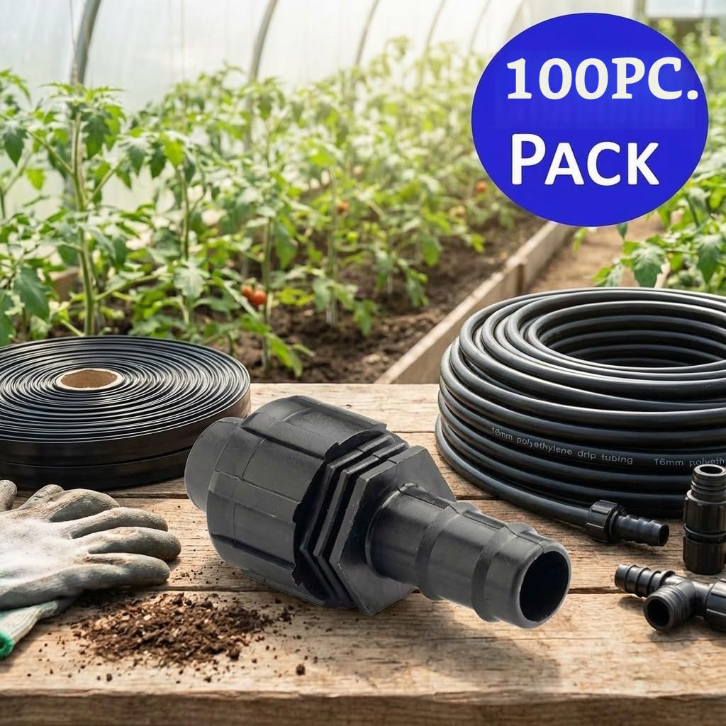 Suinga Pack 100 Uniones Cinta de Riego 16mm a Tubo Goteo | Conector para Sistema de Riego por Goteo, Conexión Rápida, Fugas Zero, negro