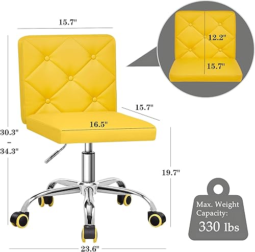 Miniatura 10 de VECELO Silla de escritorio sin brazos de cuero sintético con respaldo medio, altura ajustable giratoria de 360  para trabajo en casa y oficina