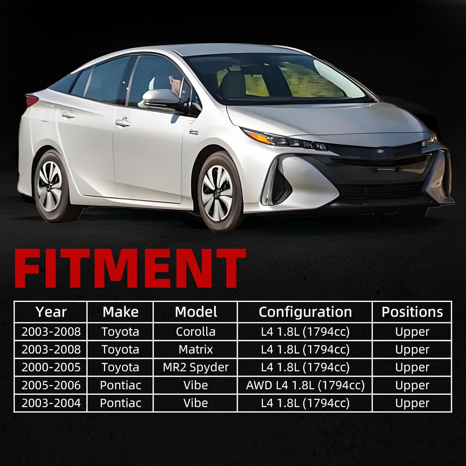 MITZONE Intake Manifold Compatible With 2003-2008 Toyota Corolla Matrix 2000-2005 MR2 2003-2006 PontiacVibe L4 1.8L (1794cc) Upper