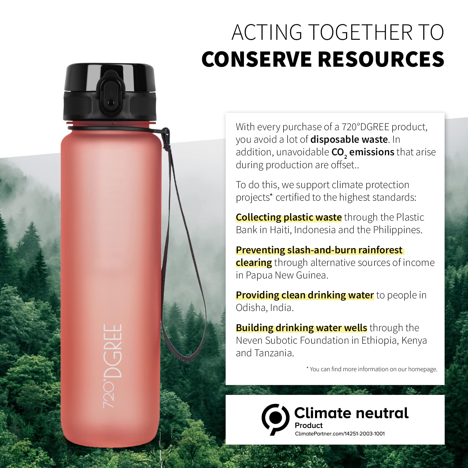 Borraccia UberBottle 720&deg;DGREE Con Infusore - Senza BPA, Antigoccia, Per Sport, Scuola, Ufficio