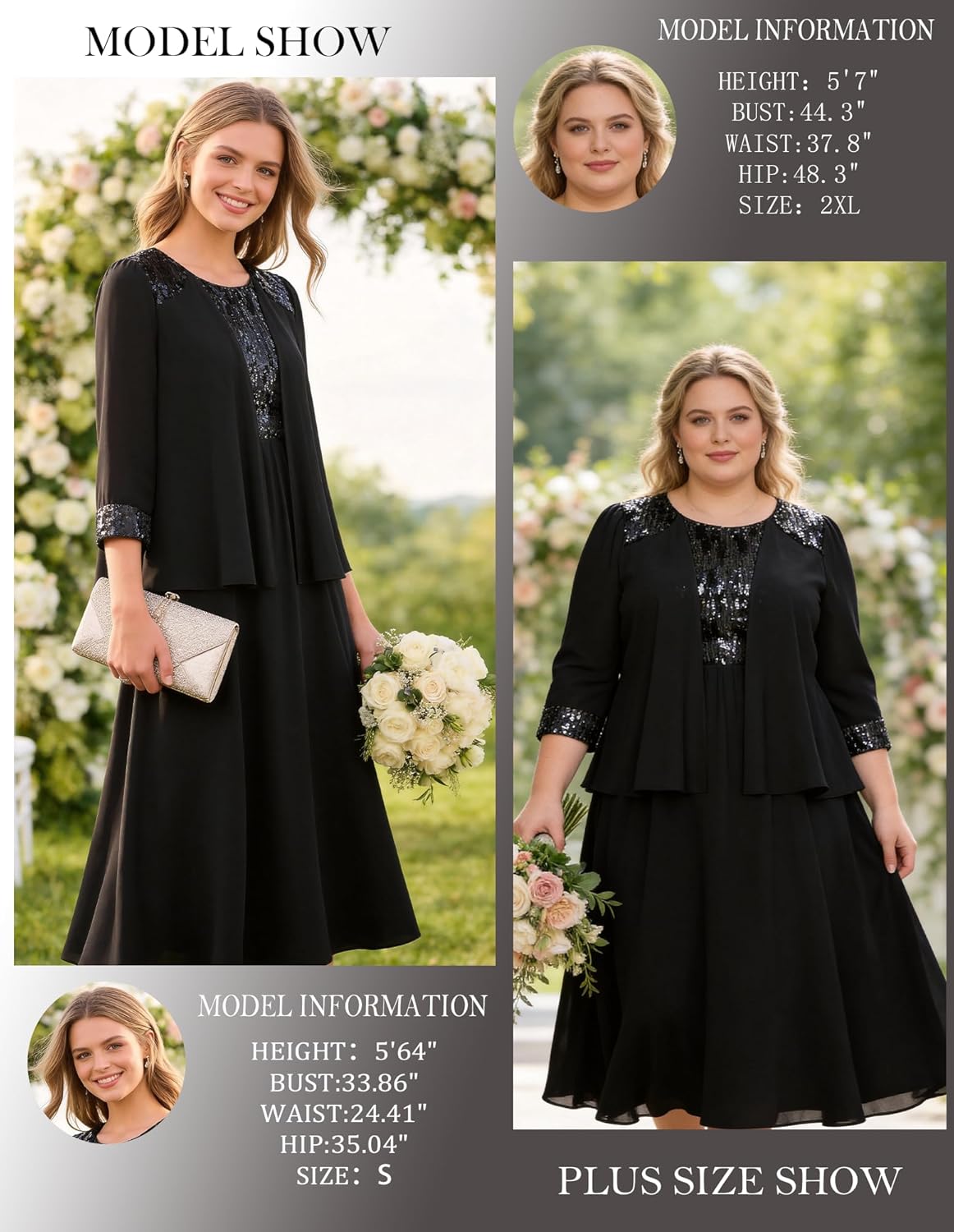 GRACE KARIN Wedding Guest Dress,Mother of The Bride Dresses,Two Piece Formal Sequin Dress with Jacket Tea Length 2026 - Image 5