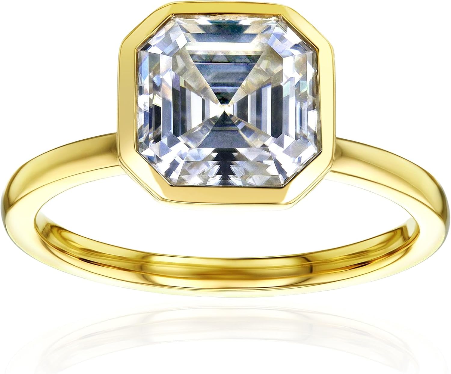 Kobelli Lab Grown Diamond Solitaire Asscher Bezel 14K Gold Ring