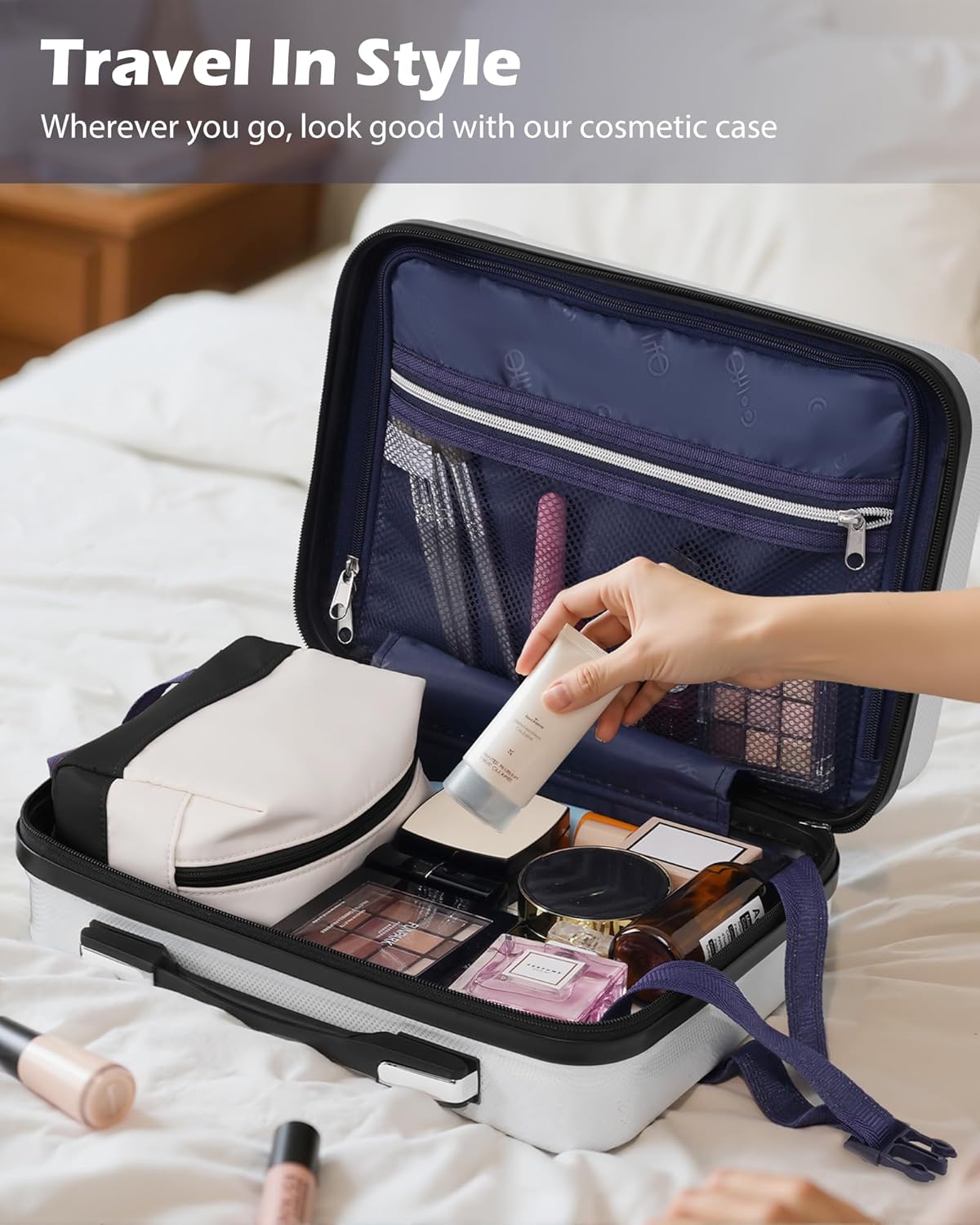 Coolife Luggage Sets, 5 Piece Durable Suitcase, Lightweight Carry on Luggage with PC+ABS Hardshell, Dual Spinner Wheels, TSA Lock and YKK Zipper (wine wind new, 5 piece set) - Image 3