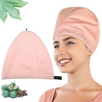 Leekalos Castor Oil Pack Wrap For Head, Reusable Organic Cotton Sleep Cap For Women with Thinning, Balding, Dry And Damaged Hair