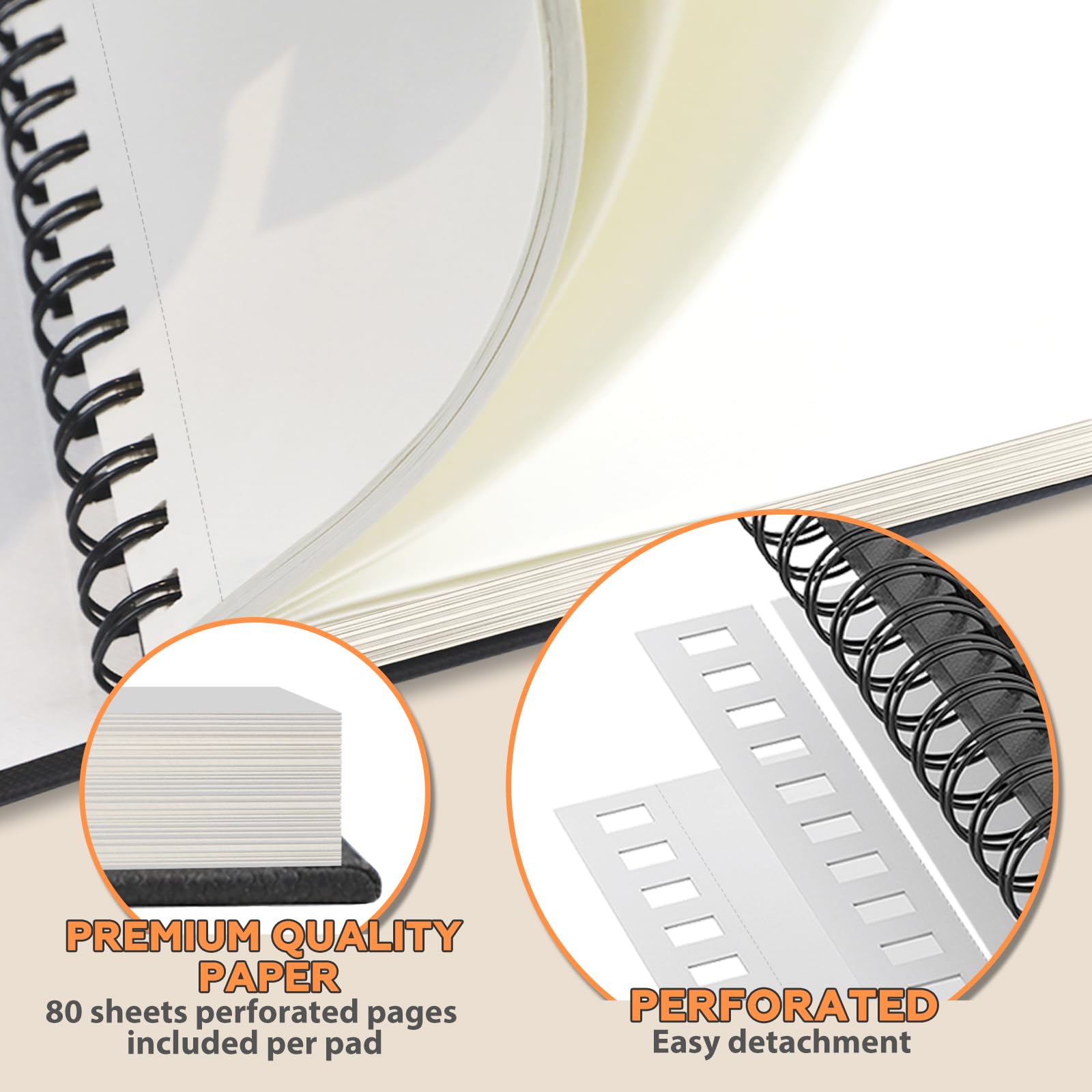 Paquete de 2 cuadernos de bocetos de tapa dura de 5.5 x 8.5 pulgadas y 1 paquete de 9 x 11 pulgadas, 3 paquetes de 80 hojas (68 libras/100 g/m²), cuaderno de bocetos de doble cara, encuadernado en