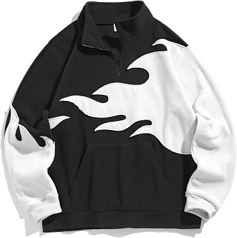ZAFUL Flame Graphic Sweatshirt for Men Oversized Quarter Zip Pullover with Pocket
