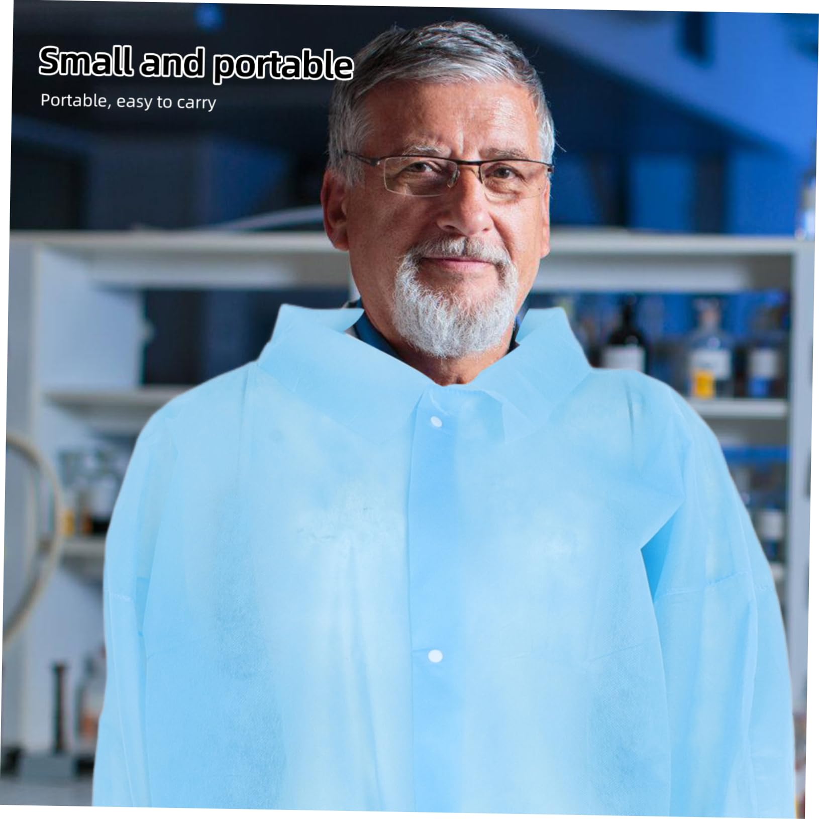 TEHAUX Camici da Laboratorio con Bottoni 10 Pezzi Blu Monouso Non Tessuto Leggero per Ambienti di Lavoro Protettivi e Multiuso