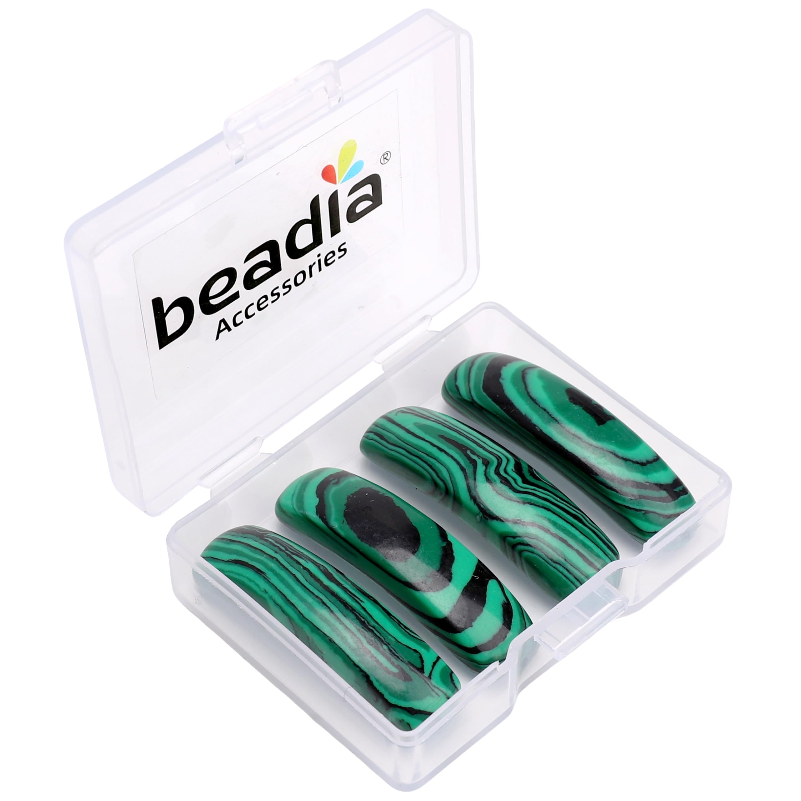 BEADIA Natural Curved Malachite Stone Beads 36x10mm 4pcs for DIY Bracelet Jewelry Making