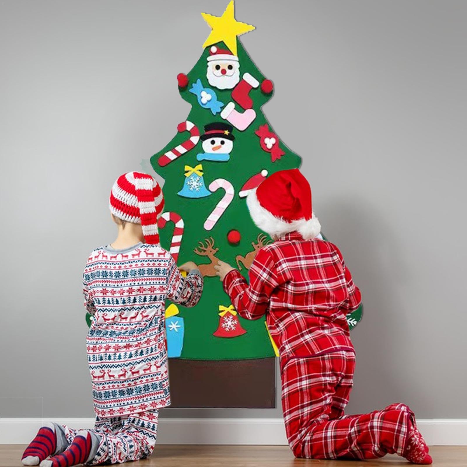 Amazon | 子供用フェルトクリスマスツリー、オーナメントセット付き