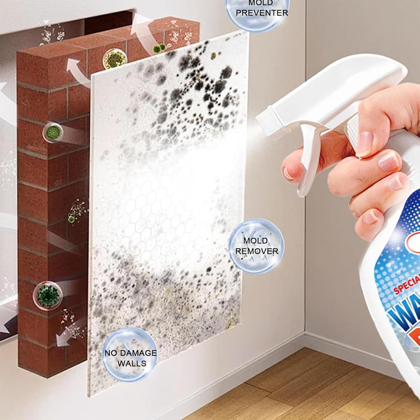 News - Spray limpiador de pared de acción rápida – Limpiador de pared multisuperficie muy eficaz para paredes pintadas, madera, azulejos, baños, cocinas y más (3 unidades)