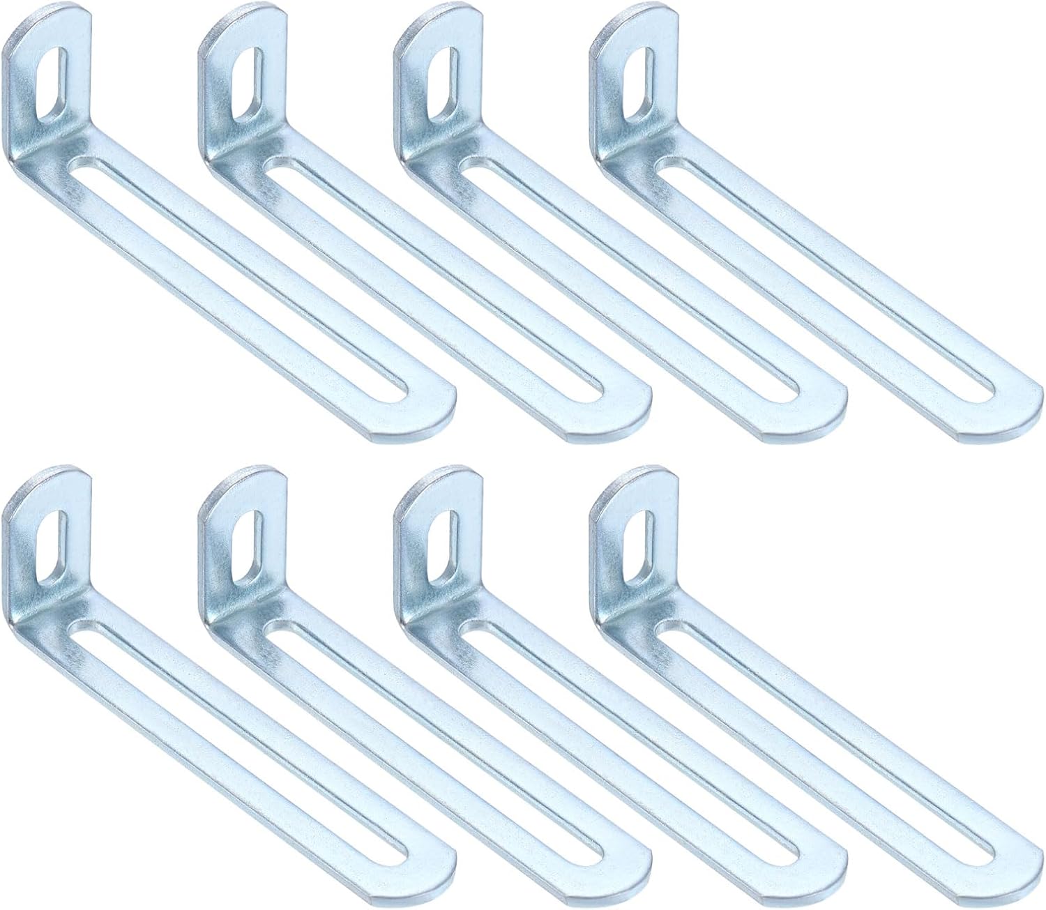 uxcell 8 Pcs Adjustable Right Angle Brackets, Slotted L-Shape Corner Bracket 2"x1.2"x0.7", 90 Degree Steel l Bracket Support for Shelves, Wood Furniture Construction, Silver