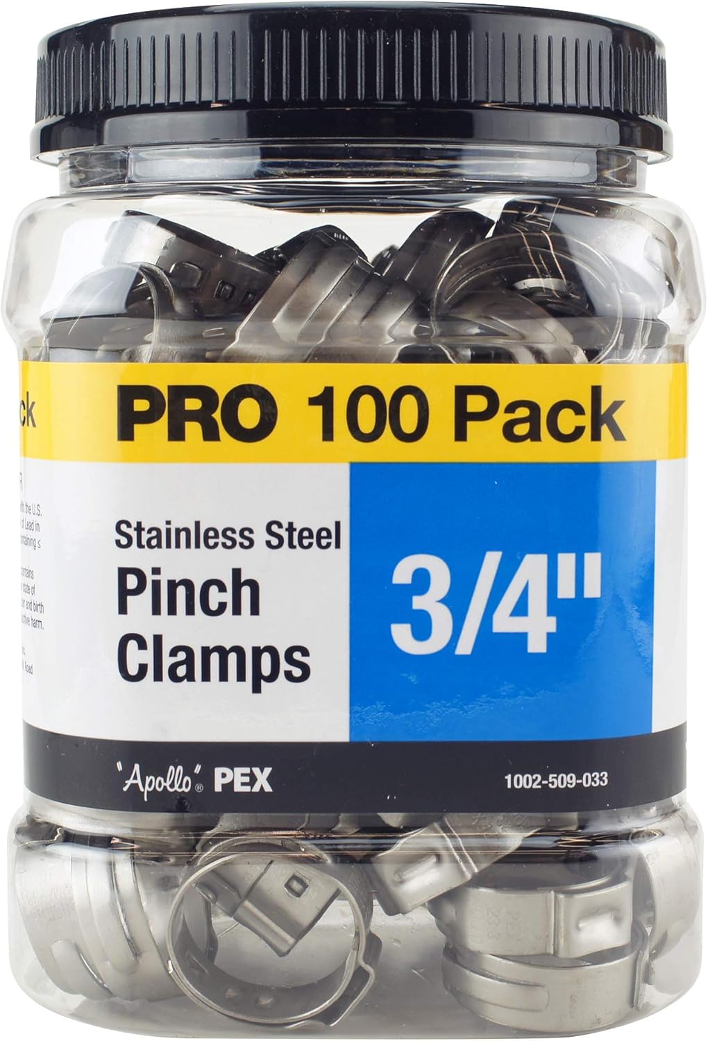 ApolloPEX 3/4" Stainless Steel PEX Barb Pinch Clamp (100-Pack)