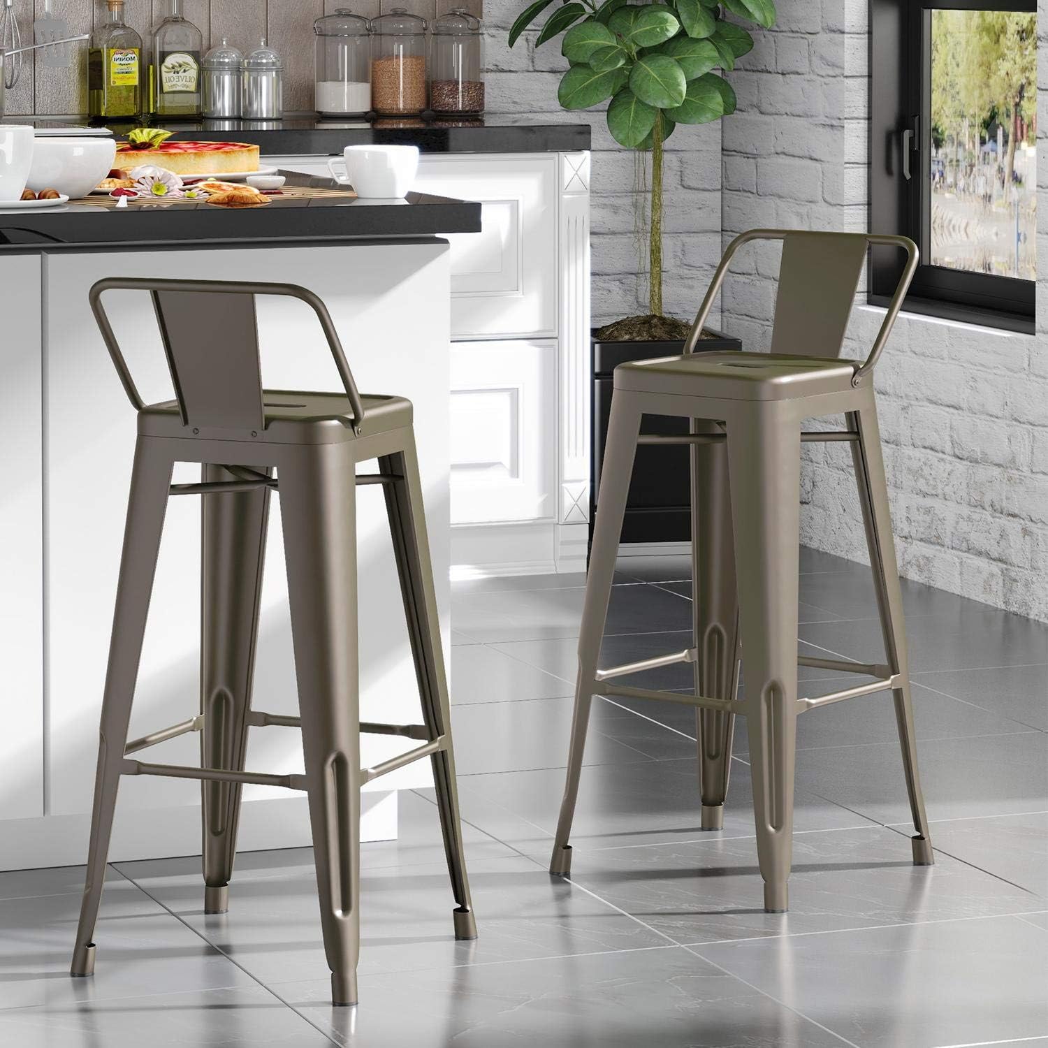 Buy Vipek 30 Inches Bar Stools Commercial Grade Patio Metal Bar Chairs With Low Back 30 Height Barstool Side Dining Chairs For Outdoor Bistro Pub Cafe Indoor Kitchen