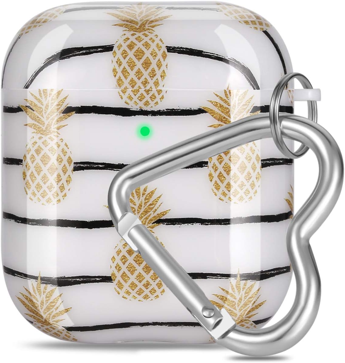 OTOPO Airpods Case, Cute Lemon Airpod Accessories Protective Hard Case Cover Portable & Shockproof Women Girls Men with Heart-Shaped Keychain for Airpods 2/1 Charging Case, Pineapple