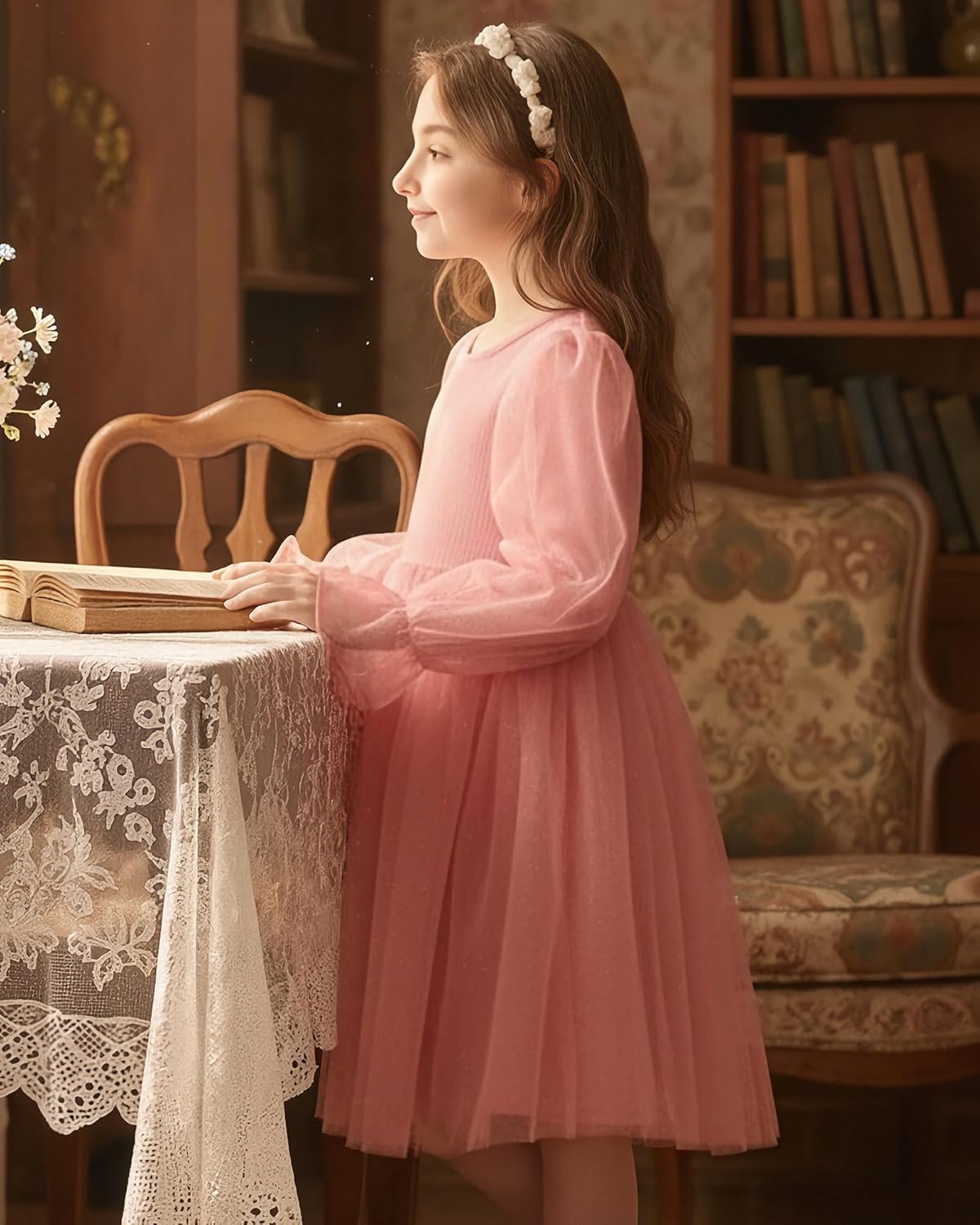 Toddler Tutu Dress Little Girl Long Sleeve Spring Sequin Party Brithday Princess Tulle Dress - Image 5