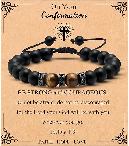 JoycuFF Regalos de bautismo cristiano y Pascua pulseras inspiradoras para hombres y niños, adolescentes a adultos, perfectas para el día del padre,