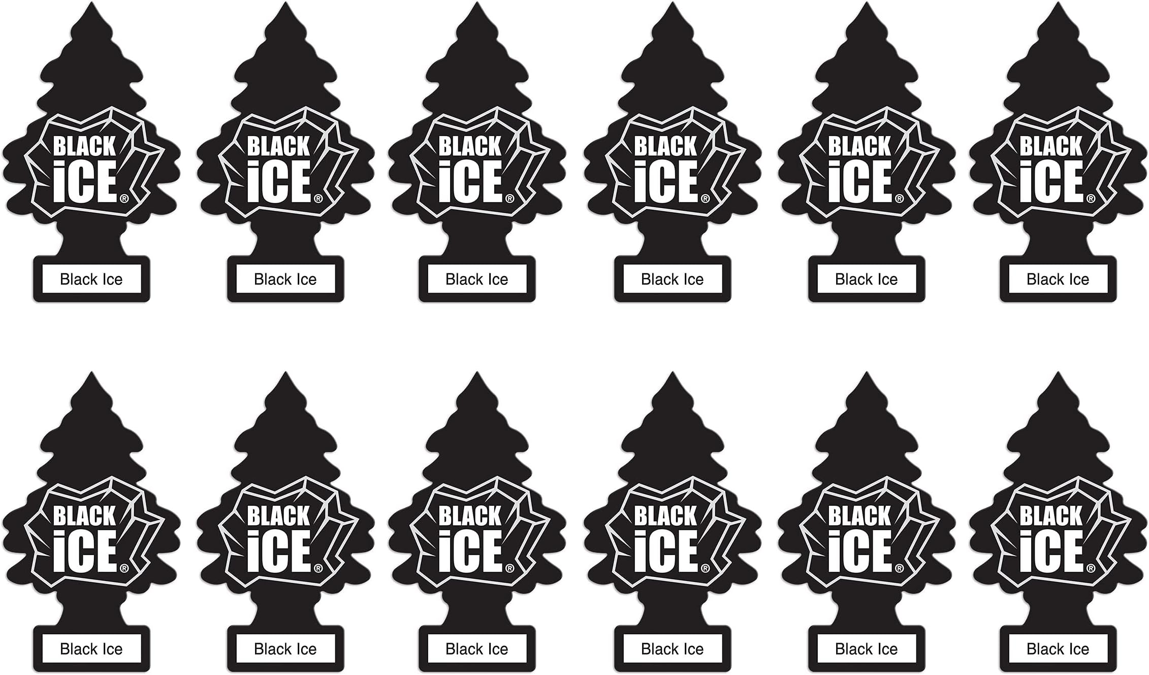 LITTLE TREES Car Air Freshener | Hanging Paper Tree for Home and Car | Black Ice | Pack of 12