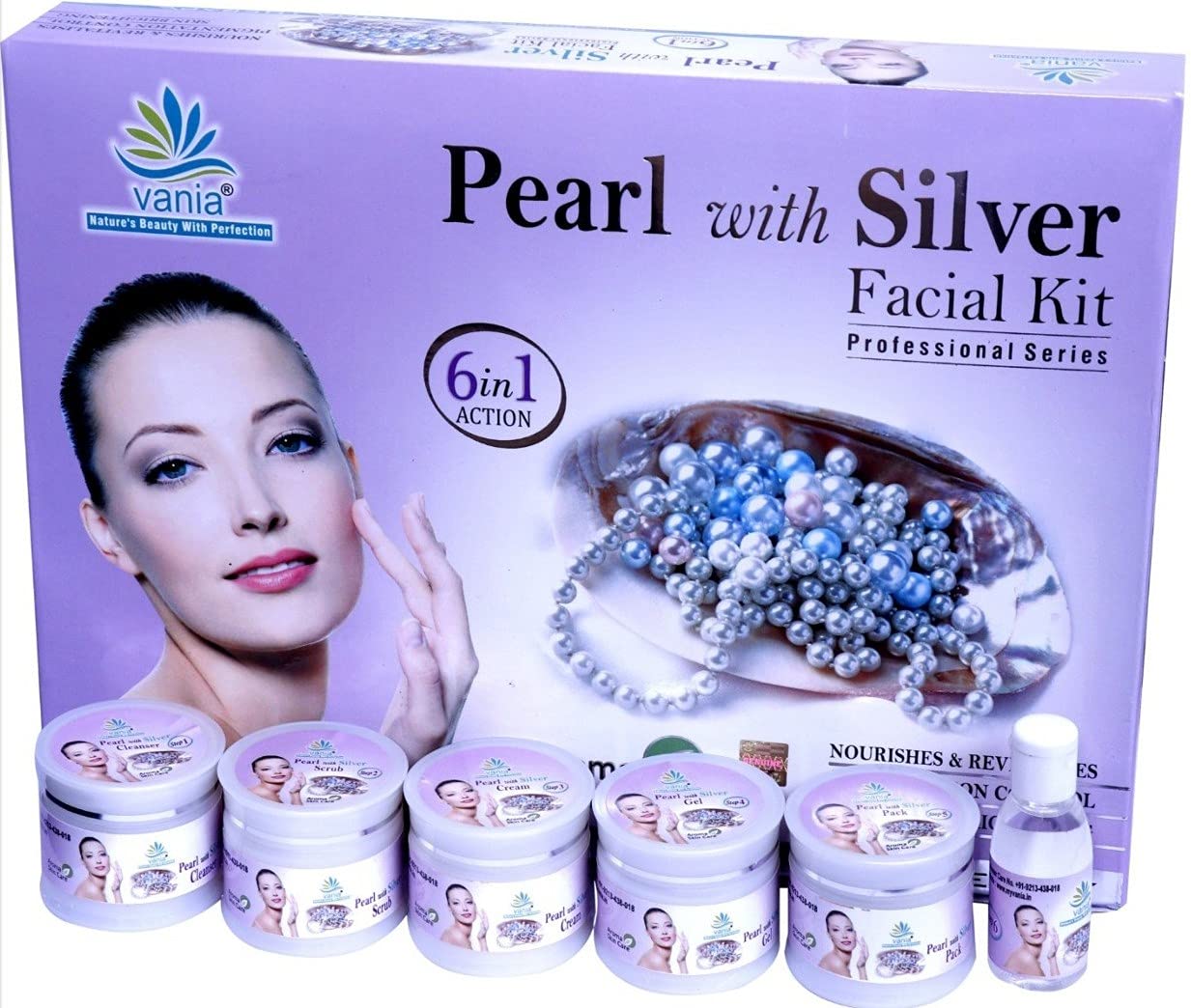 Pearl with Silver Facial Kit 300 Gm– With Aroma Oils,Unisex, Pigmentation Control, De-Tan, Even Skin Tone, Fairer-Looking Skin, Nourish & Revitalize,May Get 10 Facials Per Box.For Self & Parlour Use.