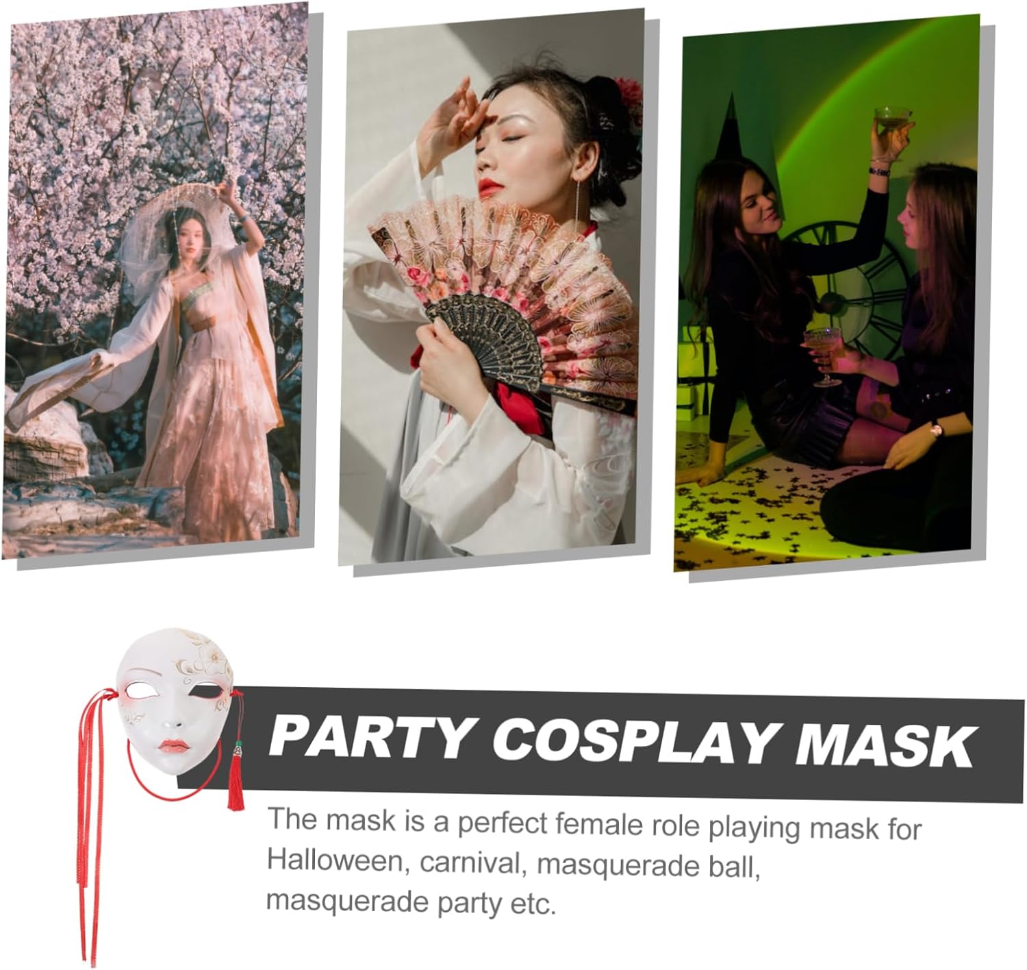 Ipetboom Chinese Style Hand Painted for Parties Elegant Adult Costume Prop for Halloween Decoration and Cosplay Events