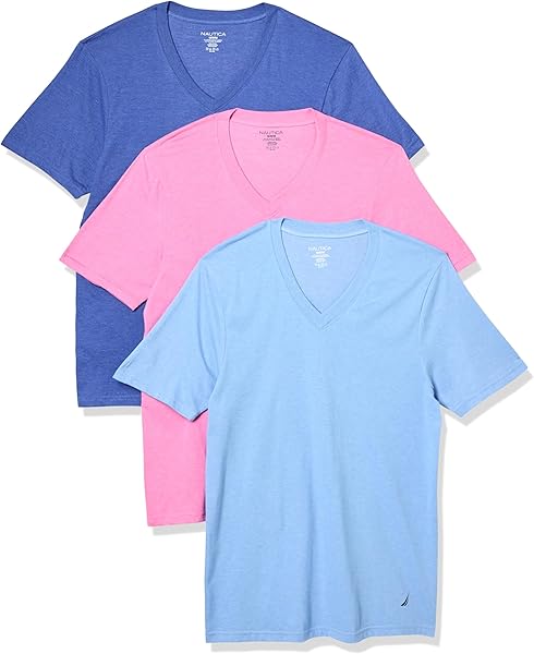 Nautica Men's 3-Pack Heathered Cotton Stretch V-Neck T-Shirts