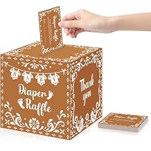 Ctosree Cielito Lindo Diaper Raffle Tickets with Box - Mexican Baby Shower Game Invitations 50 Diaper Raffle Tickets Set for Baby Shower & Gender Reveal Party DecorationBrown