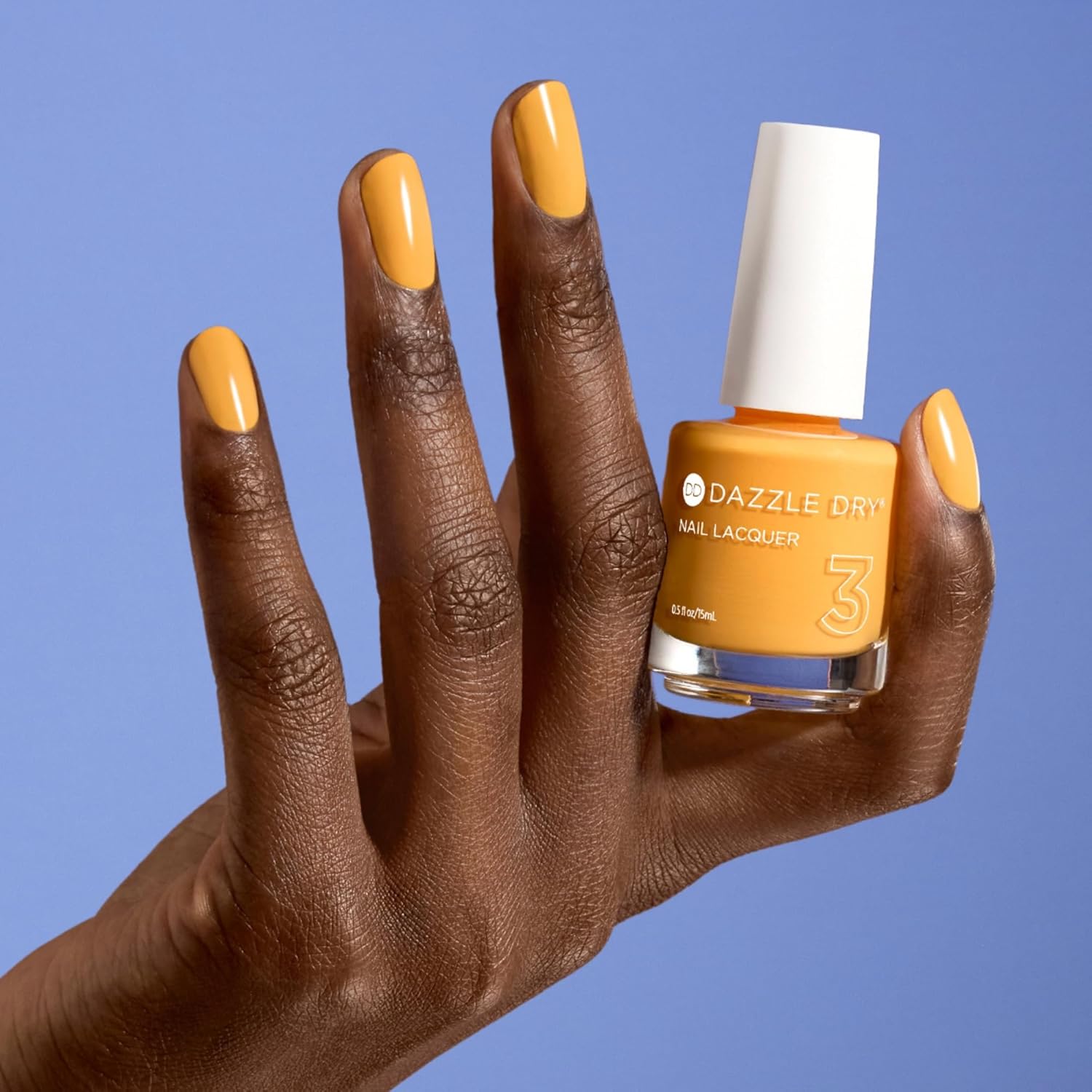 Dazzle Dry Nail Lacquer (Step 3) - Go Go Mango - An amber yellow. Semi-sheer cream. (0.5 fl oz)