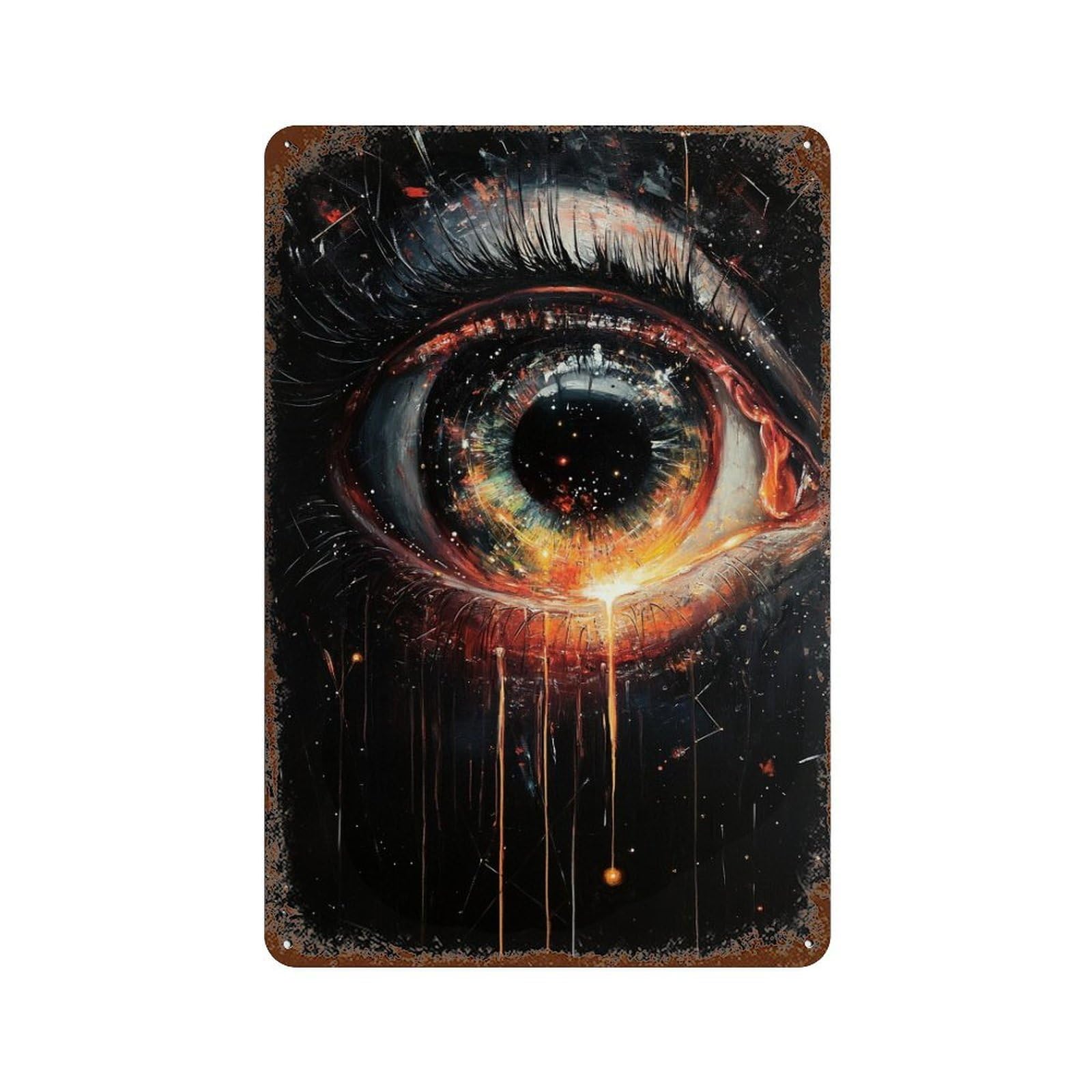 Eerie Eye Painting Artwork-3 Decorative Tin Sign 11.8"x7.9", Classic Wall Plaque for Garage, Pub Or Kitchen