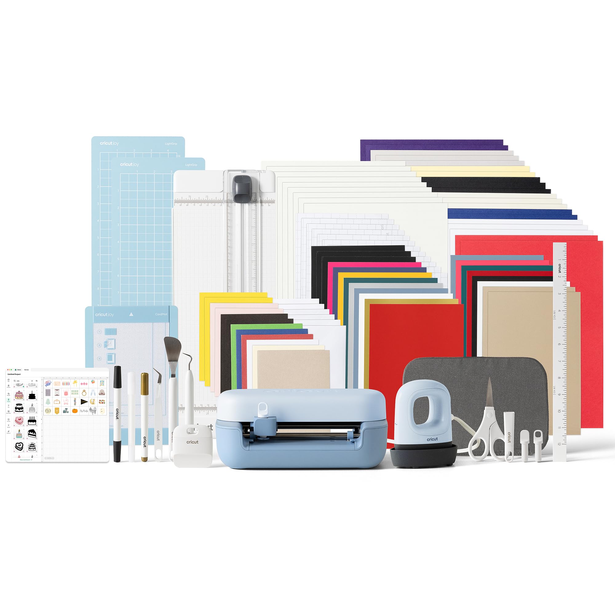 Cricut Joy™ 2 Ultimate Bundle + Digitale Inhalte, Intelligente kompakte Schneidemaschine mit Heißpresse für DIY-Bastelprojekte, individuelle Karten, Aufkleber & Etiketten